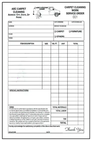 Carpet cleaning invoice sample