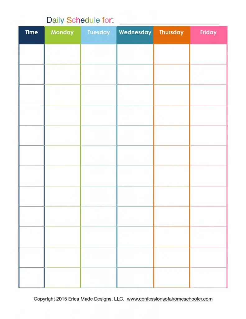 9+ Printable Homeschool Schedule Templates - Realia Project