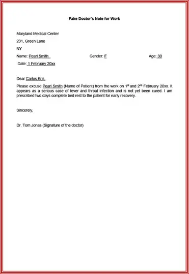 19 fake doctor s note templates in word pdf realia project