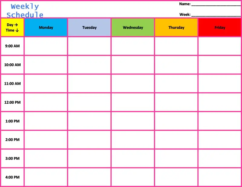 9+ Printable Homeschool Schedule Templates - Realia Project